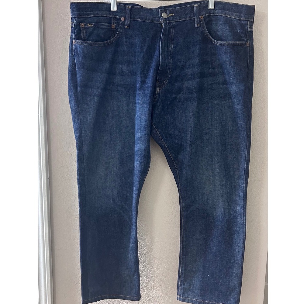 Polo Ralph Lauren Mens Dark Wash Straight Leg Jeans Blue 40x30 Cotton Denim